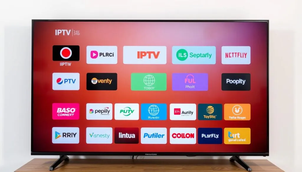 Ein Bild von verschiedenen IPTV-Anbietern auf einem Bildschirm