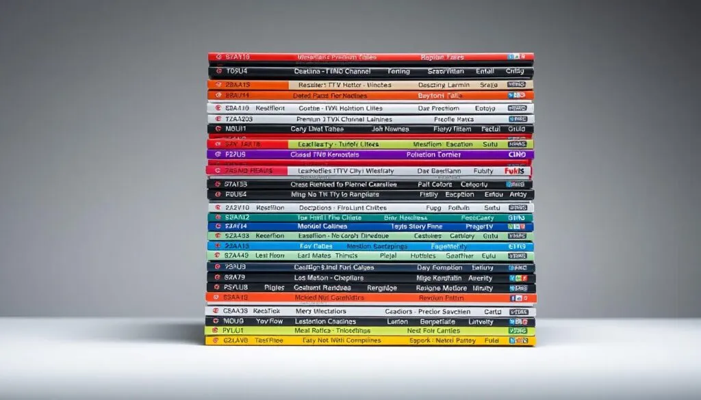 A well-lit, high-resolution image of a stacked series of colorful m3u playlist files, representing the advantages of using an IPTV m3u list to access a wide variety of premium TV channels. The files are arranged in an organized, visually appealing manner, conveying the comprehensive nature and convenience of the m3u list. The scene is set against a clean, minimalist background, allowing the m3u files to take center stage and highlight their benefits. The lighting is soft and diffused, creating a professional, polished aesthetic. The overall mood is one of efficiency, accessibility, and the power of a curated IPTV m3u list.