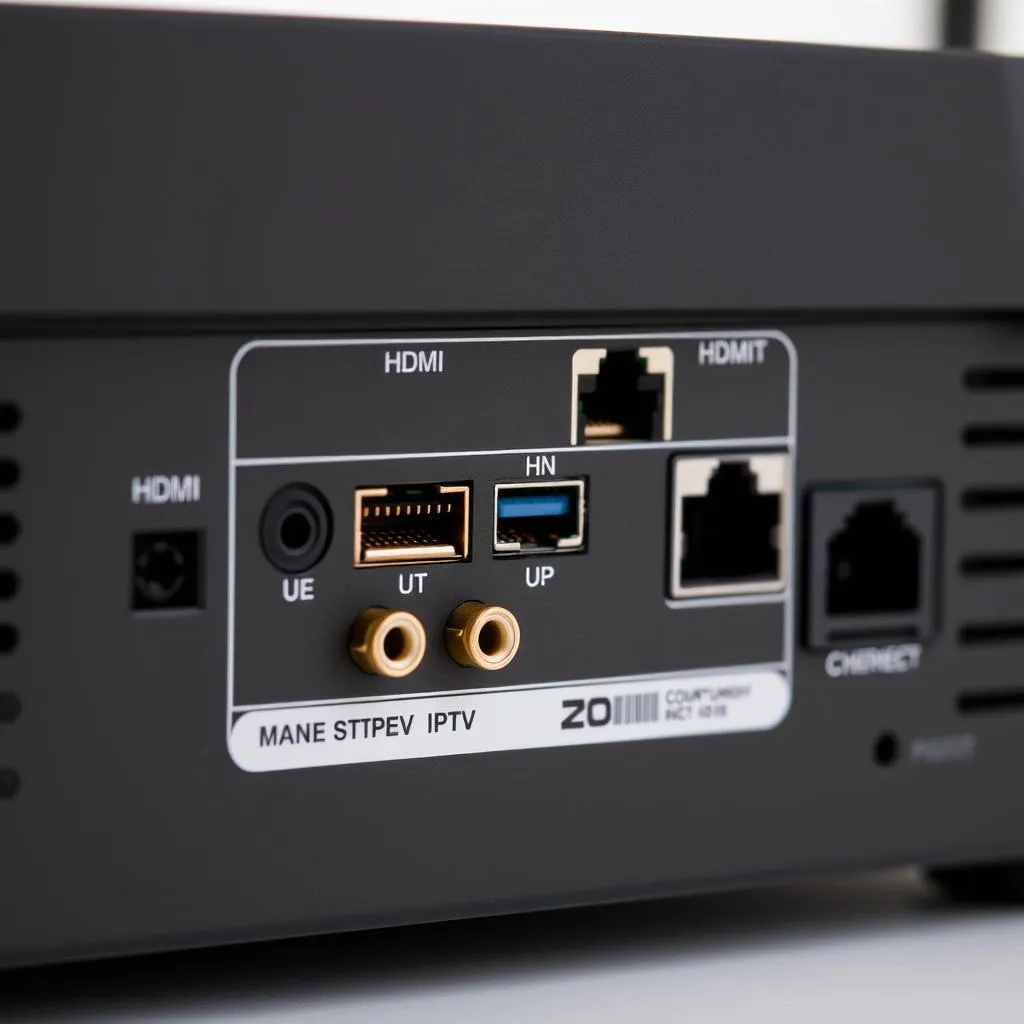 Anschlüsse einer IPTV Box mit HDMI, USB und Ethernet