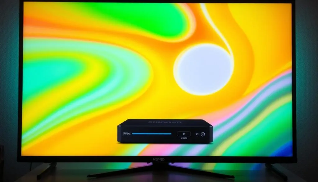 Ein Bild eines IPTV-Players auf einem Fernseher