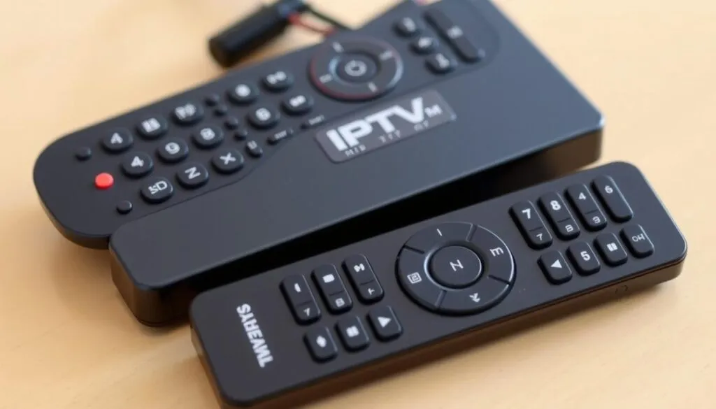 Ein Bild eines IPTV Sticks mit Fernbedienung