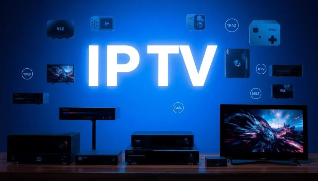 Ein Bild von verschiedenen Geräten, die IPTV unterstützen