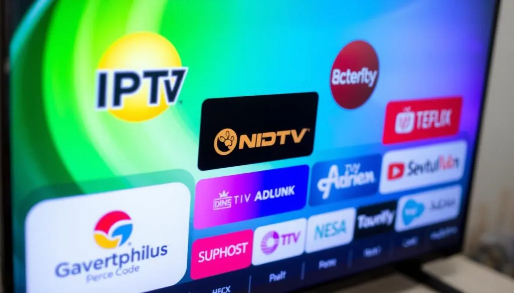 Ein Bild von verschiedenen IPTV-Anbietern auf einem Bildschirm