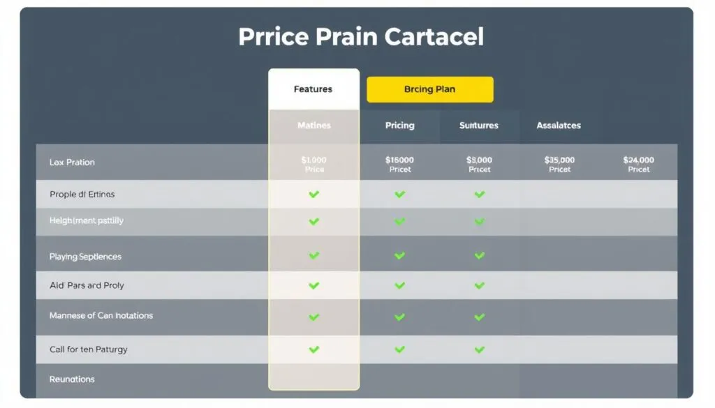 Generate an image of a pricing plan comparison chart.