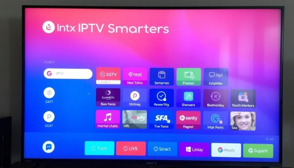 Generiere ein Bild von IPTV Smarters Pro auf einem Smart TV