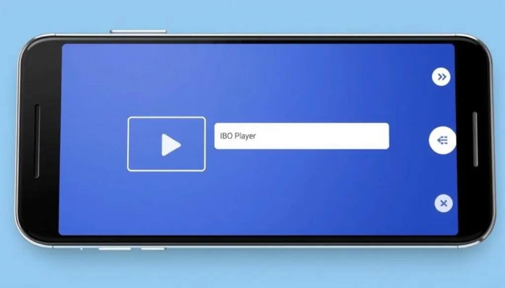 Generiere ein Bild von einem Smartphone mit der IBO Player App auf dem Bildschirm