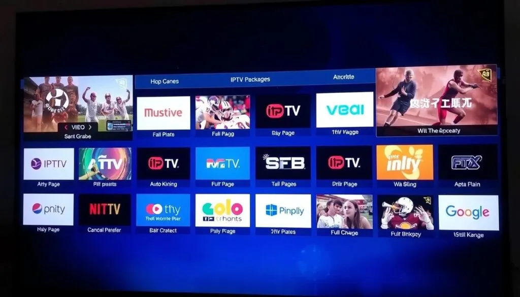 Generiere ein Bild von verschiedenen IPTV-Paketen auf einem Bildschirm