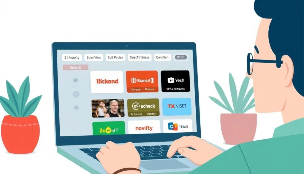 Image of a person choosing an IPTV provider on their laptop