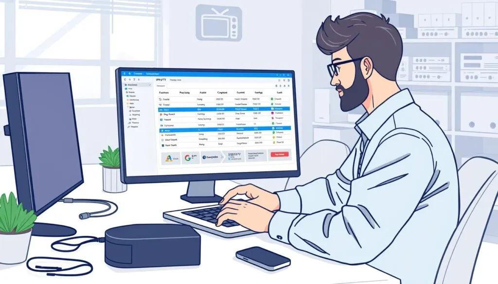 Image of a person setting up an IPTV reseller panel on a computer